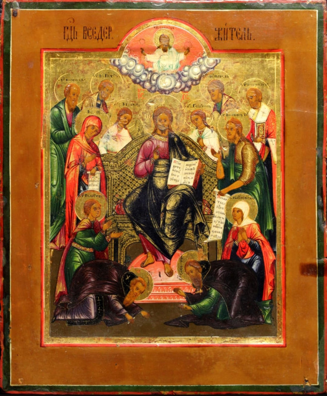 Antique 19c Russian icon of Deesis (6517)