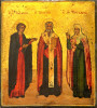 Antique 18c Russian icon of Three Saints (7976)