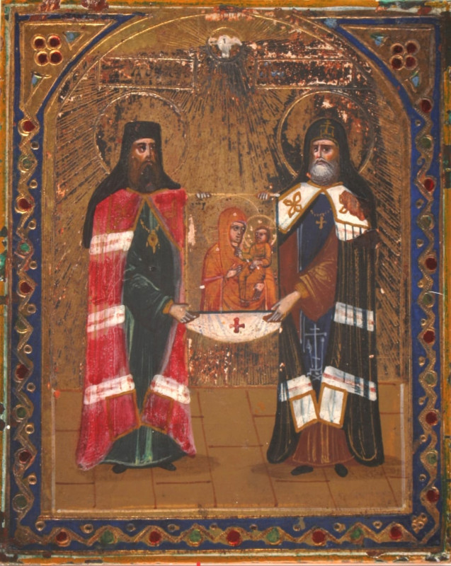 Antique 19c Russian icon of Veneration of Yugskaya (3640)