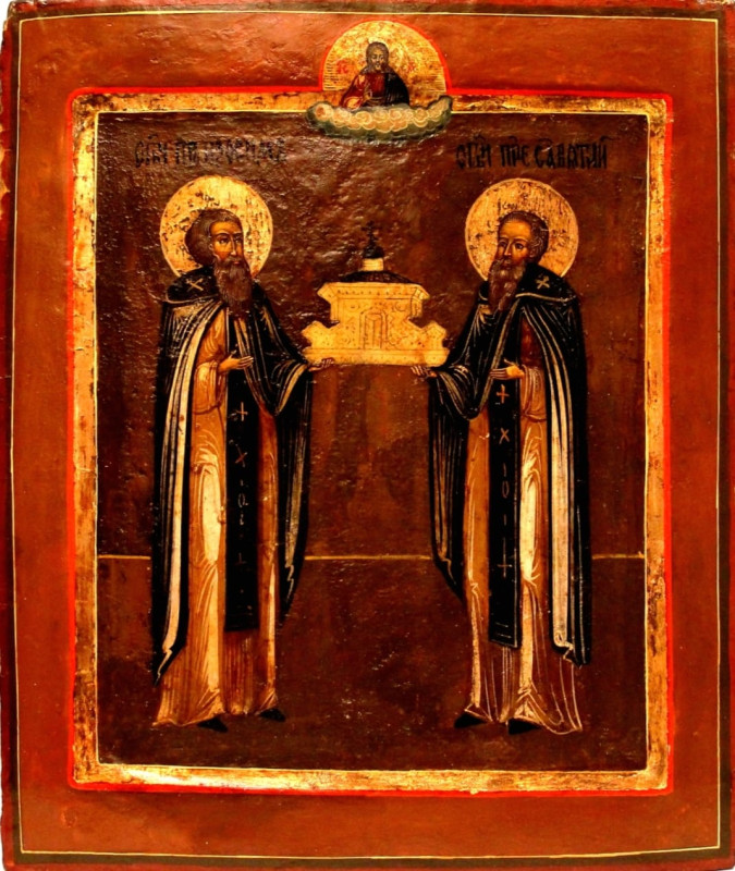 Antique 18c Russian Icon of Zosima & Savatii (5176)