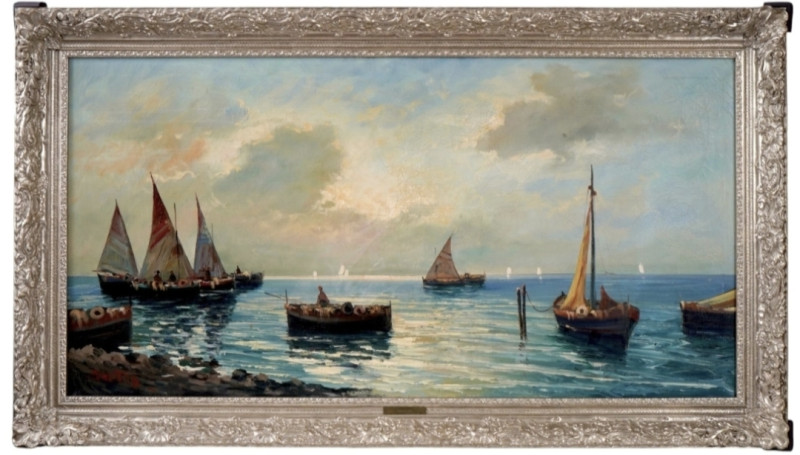 Original Seascape Oil Painting Signed by Emilio Dossena (0050)