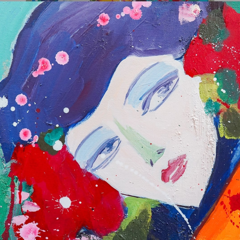 Acrylic on Canvas Painting , Signed Walasse Ting (1929-2010)(0112)