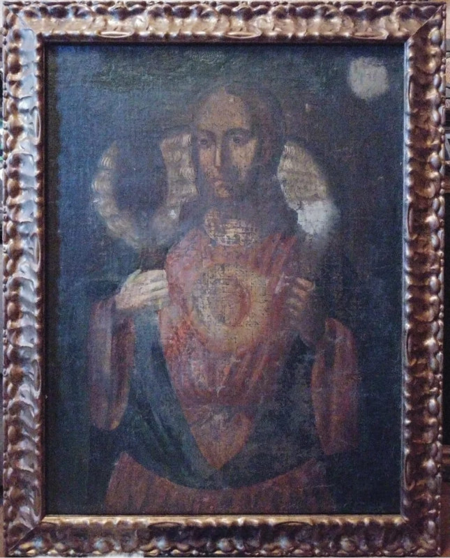 Antique 18c Russian icon on Canvas Christ The Good Shepherd (2247)