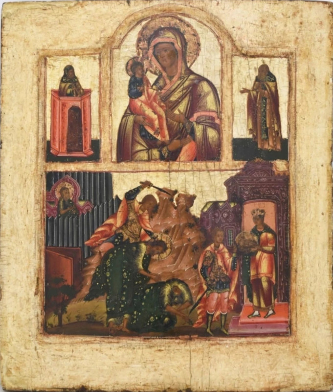 Antique 18c Russian Icon of Two Parts (12692)