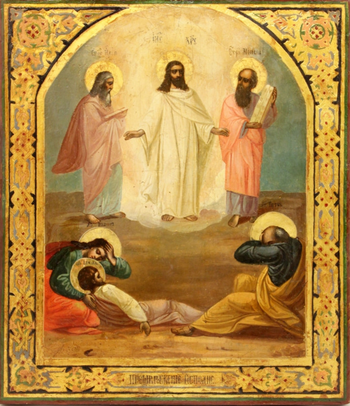 Antique 19c Russian icon of Transfiguration of Christ (8675)