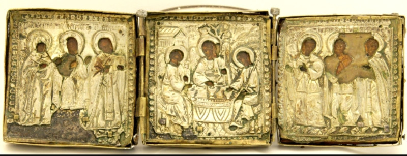 Antique 18c 84 Silver Russian Tryptic (9773)