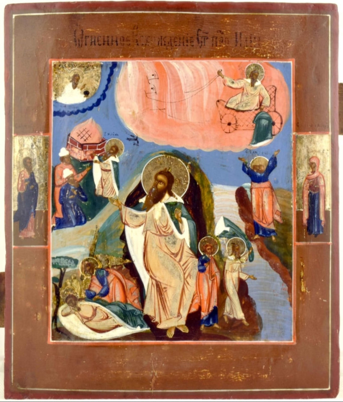 Antique 19c Russian icon of Elijah the Prophet (13497)
