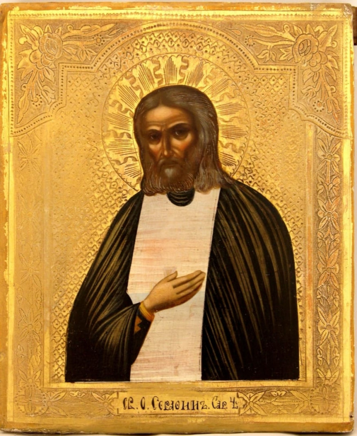 Antique 19c Russian icon of Seraphim (9536)