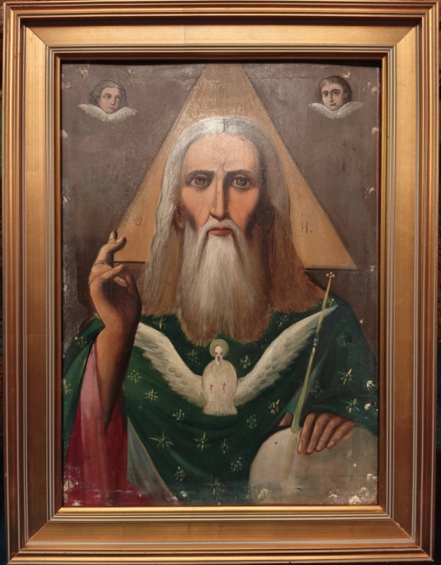 Antique 19c Russian icon of God Father "Savaof"(1343)