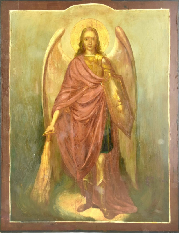 Antique 19c Russian icon of st Mihail (1365)