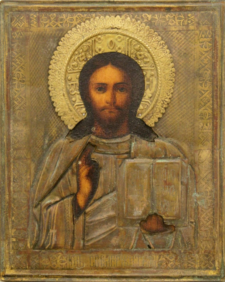 Antique 19c Russian Icon of Christ (1150)