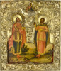 Antique 18c 84 Silver Russian icon of Cosmas and Damian (13641)