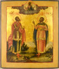 Antique 18c 84 Silver Russian icon of Cosmas and Damian (13641)