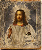 Antique 19c Silver Russian icon of Christ (8687)
