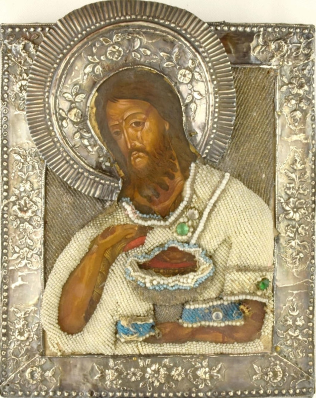 Antique 18c 84 Silver Russian icon of the John the Baptist (13630)