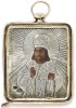 Antique 19c 84 Silver Russian icon of Mitropolit Dmitry Rostovskiy (12546)