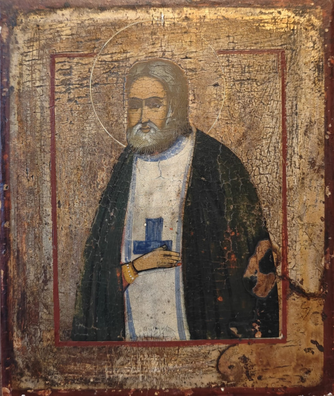 Antique 19c Russian Icon Of Serafim of Sarov (1127)