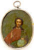 Antique 19c 84 Silver Russian Icon of Christ Pendant (12457)