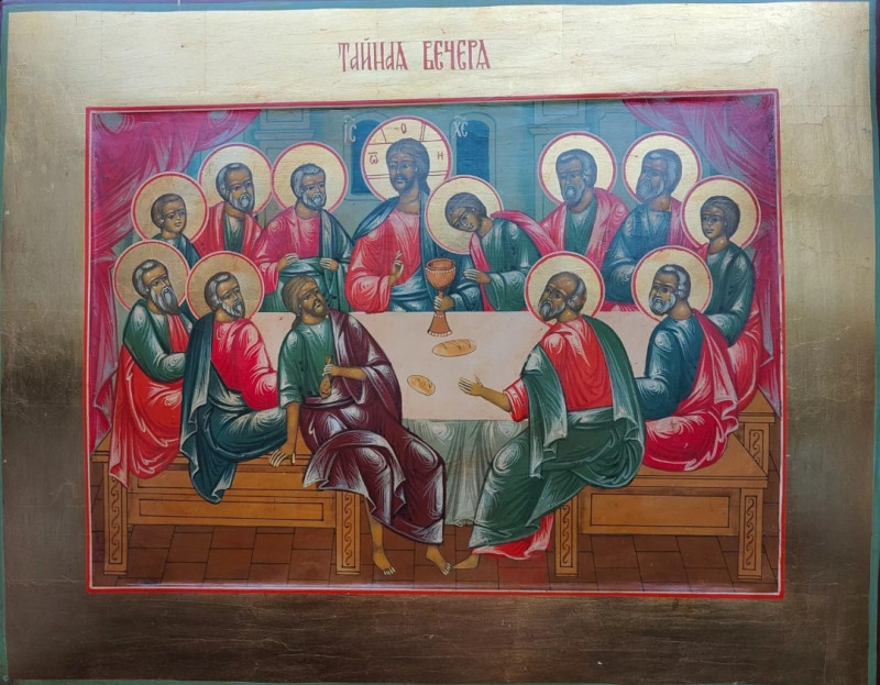 Antique Russian icon of the Last Supper (1775)