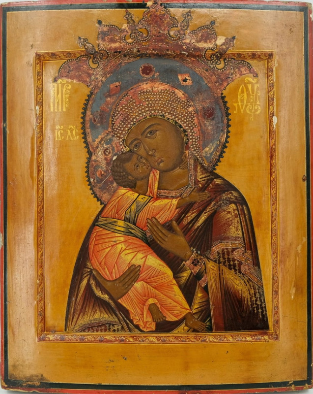 Antique 18c Russian Icon of Vladimir Volokolamskaya (14298