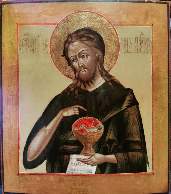 Antique 19c Russian icon of The John the Baptist (1175)