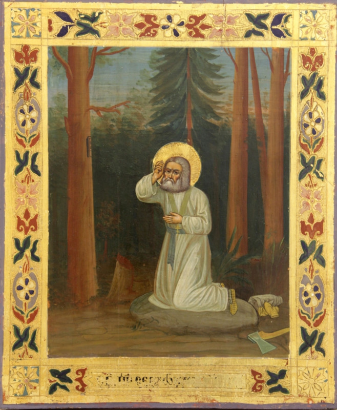 Antique Russian 19c Icon Of Seraphim of Sarov (9126)