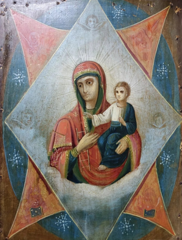 Antique 19c Russian icon of The Burning Bush
