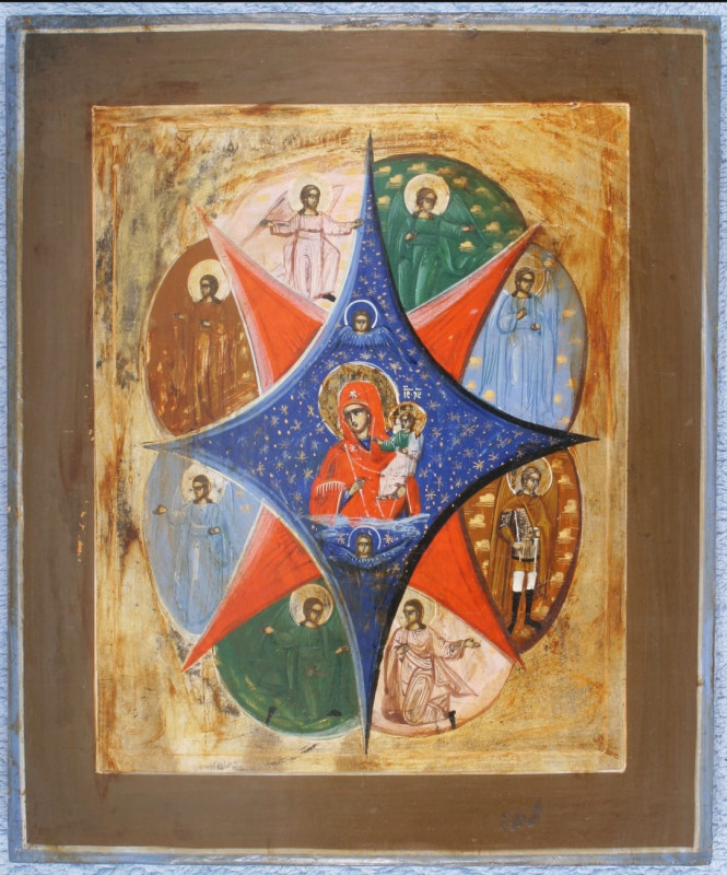 Antique 19c Russian icon of the Burning Bush (2623)