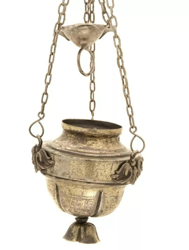 Antique 19c 84 Silver Russian lampada & chain