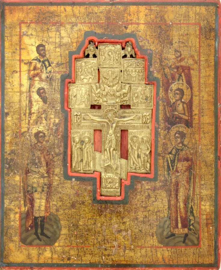 Antique 19c Russian icon of The Crucixion (9942)