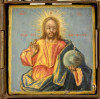 Antique 19c Russian Icon Of Deesis Tryptic (9899)