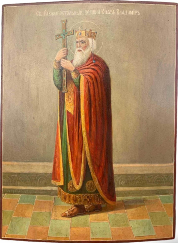 Antique Russian icon of St Vladimir (1120)