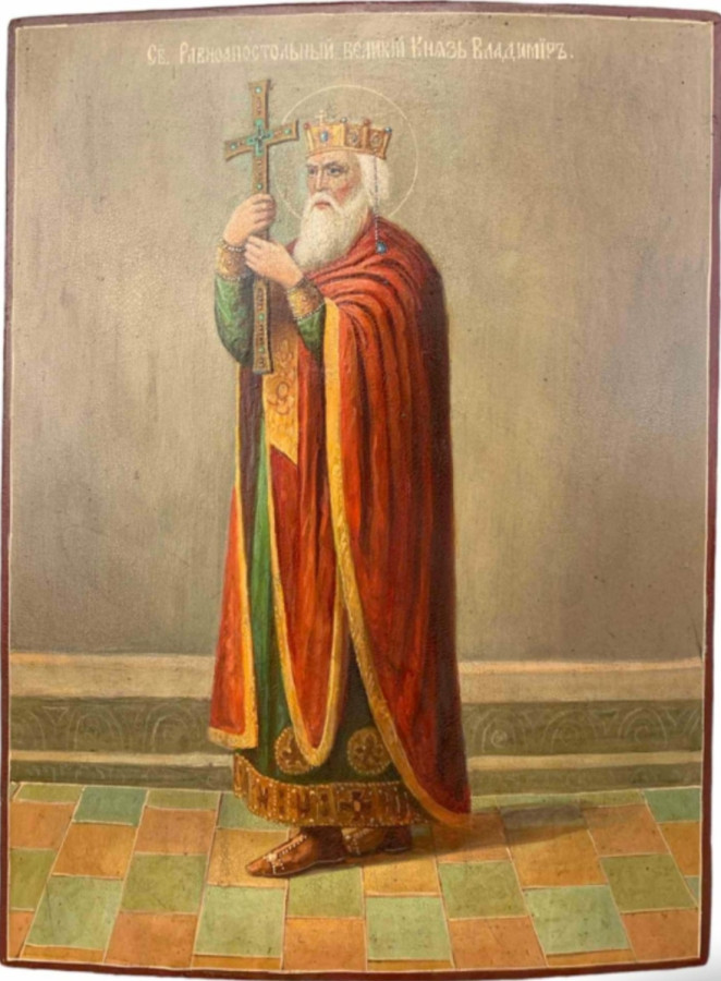 Antique Russian icon of St Vladimir (1120)