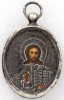 Antique 19c 84 Silver Russian Icon of Christ Pendant (8923)