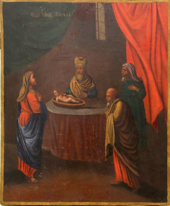 Anique 19c Russian icon of Circumcision of Christ (11309)
