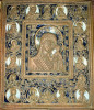 Antique 19c Color Enamel Bronze icon of Kazan (1108)