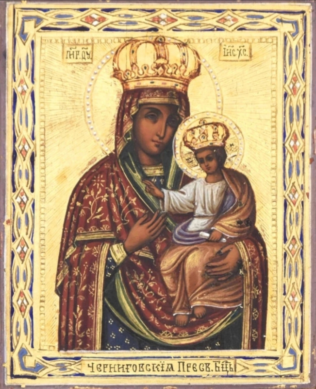 Antique 19c Russian icon of Chernigovskaya (1226)