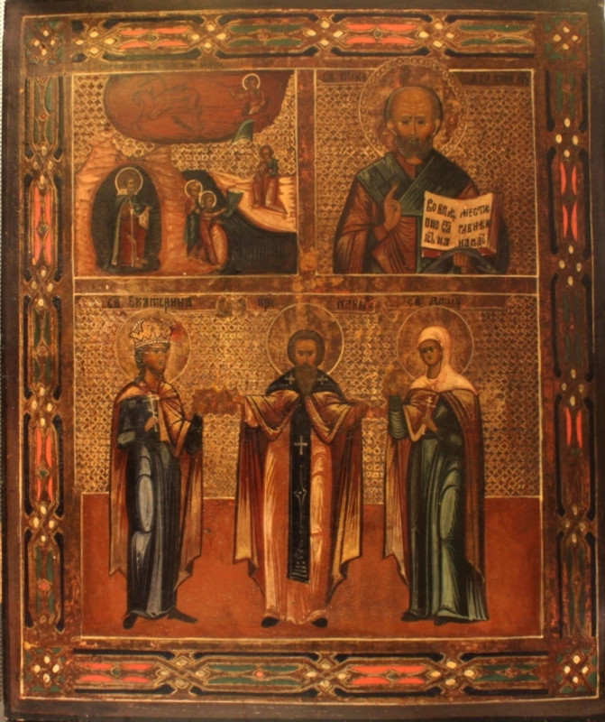 Antique 19c Russian icon of Four Parts (5096)