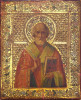 Antique 19c Russian icon of St Nicholas on gold (12720)
