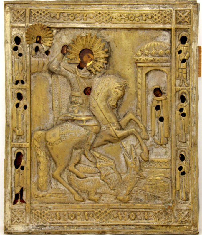 Antique 19c  Russian Icon of St George (8923)