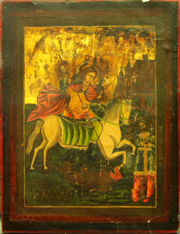 Anique 19c Russian Icon of St George (7582)