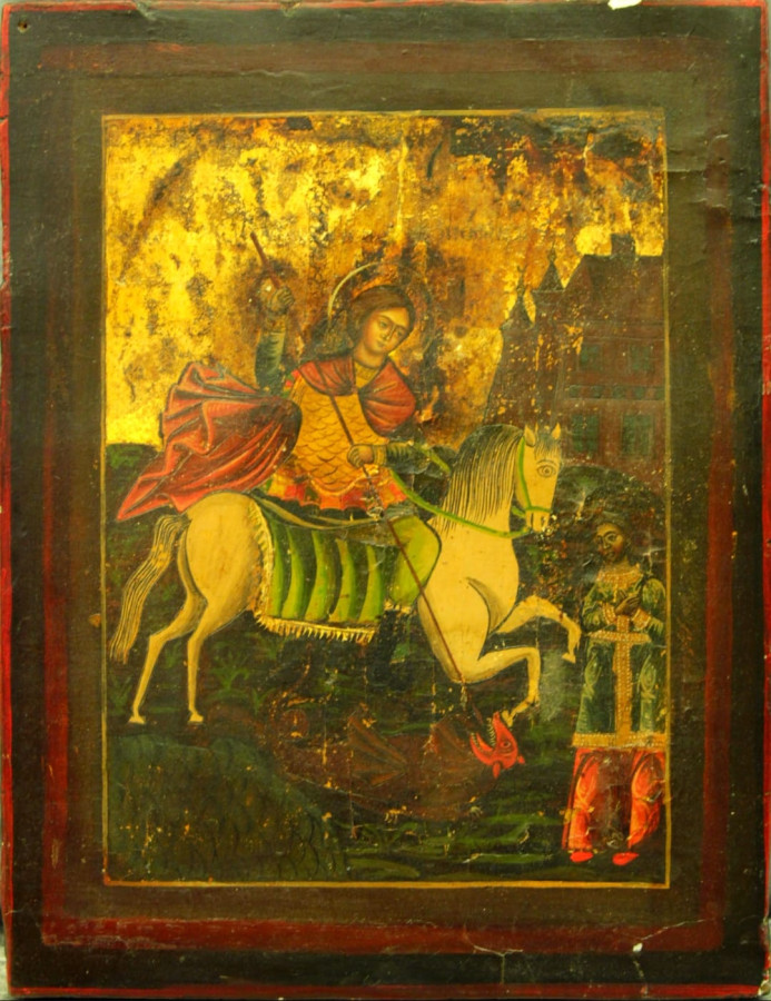 Anique 19c Russian Icon of St George (7582)