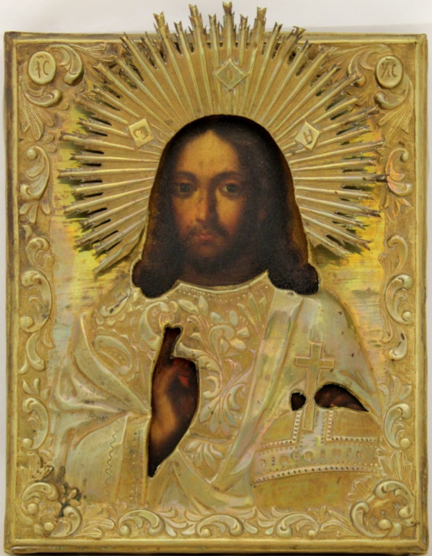 Antique 19c Russian Icon of Christ (11337)