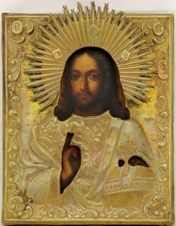 Antique 19c Russian Icon of Christ (11337)