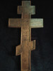 Antique 19c Russian Color Enamel Bronze Crucifix