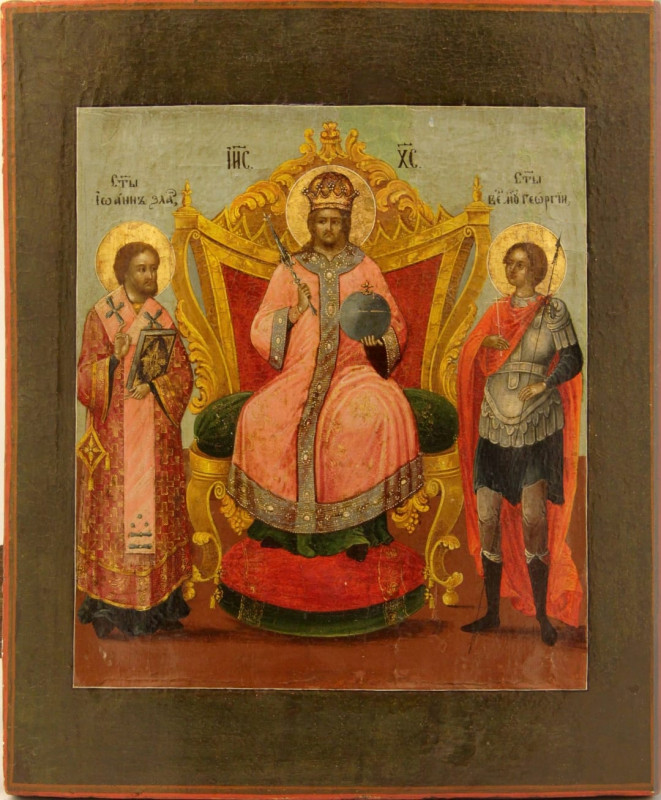 Antique 19c Russian Icon of the Christ Enthroned (8379)