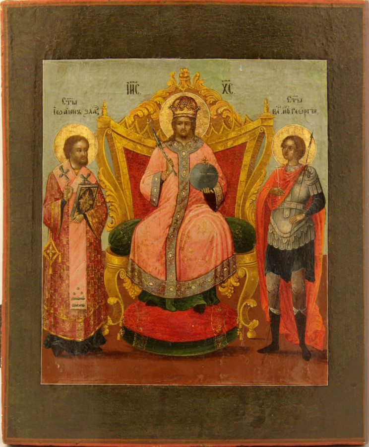 Antique 19c Russian Icon of the Christ Enthroned (8379)