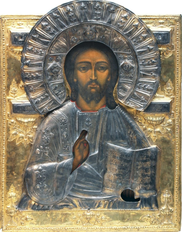 Antique 19c Russian Icon of Christ Almighty (3873)