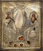 Antique 19c 84 Silver Russian icon of the New Testament Trinity (11737)
