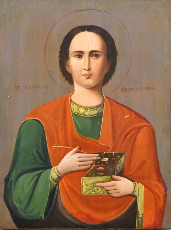 Antique 19c Russian Icon of the Pantaleon (1440)